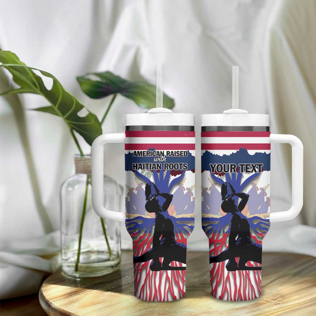 Afro Haiti Heritage Month 2025 Tumbler With Handle American Raised With Haitian Roots LT01