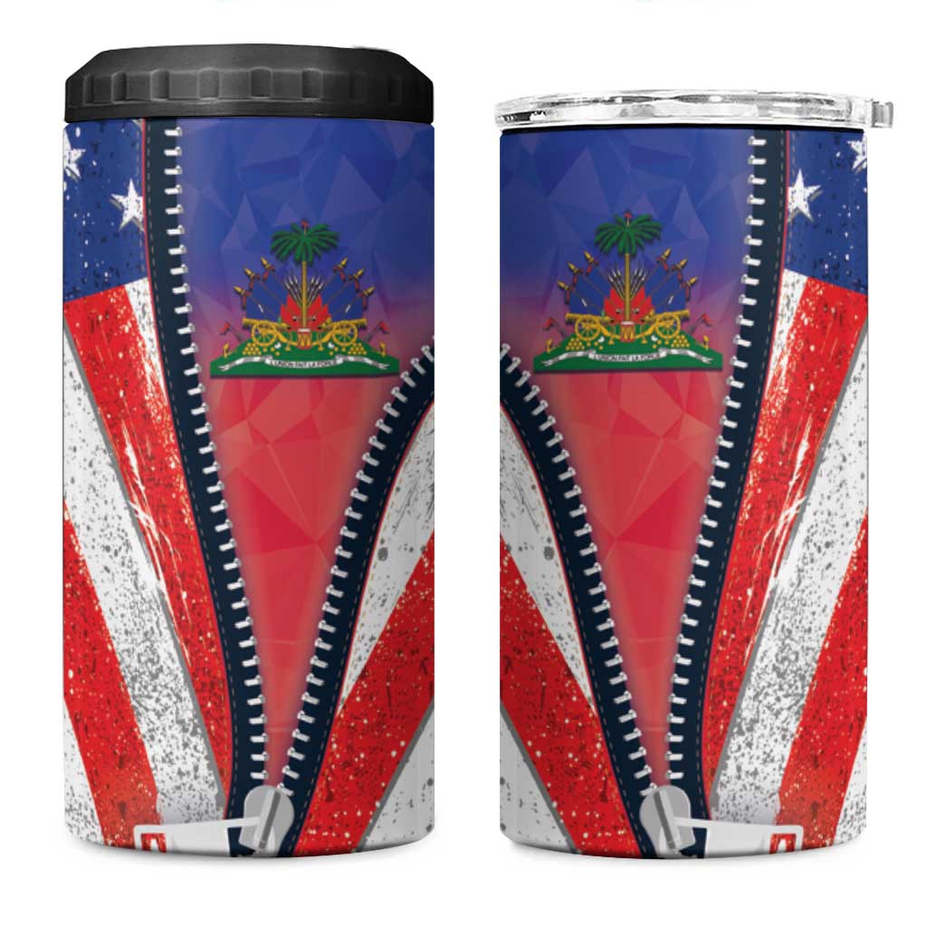 Haitian Americans Zipper Stylized 4 in 1 Can Cooler Tumbler Haiti Heritage Month 2025 LT01