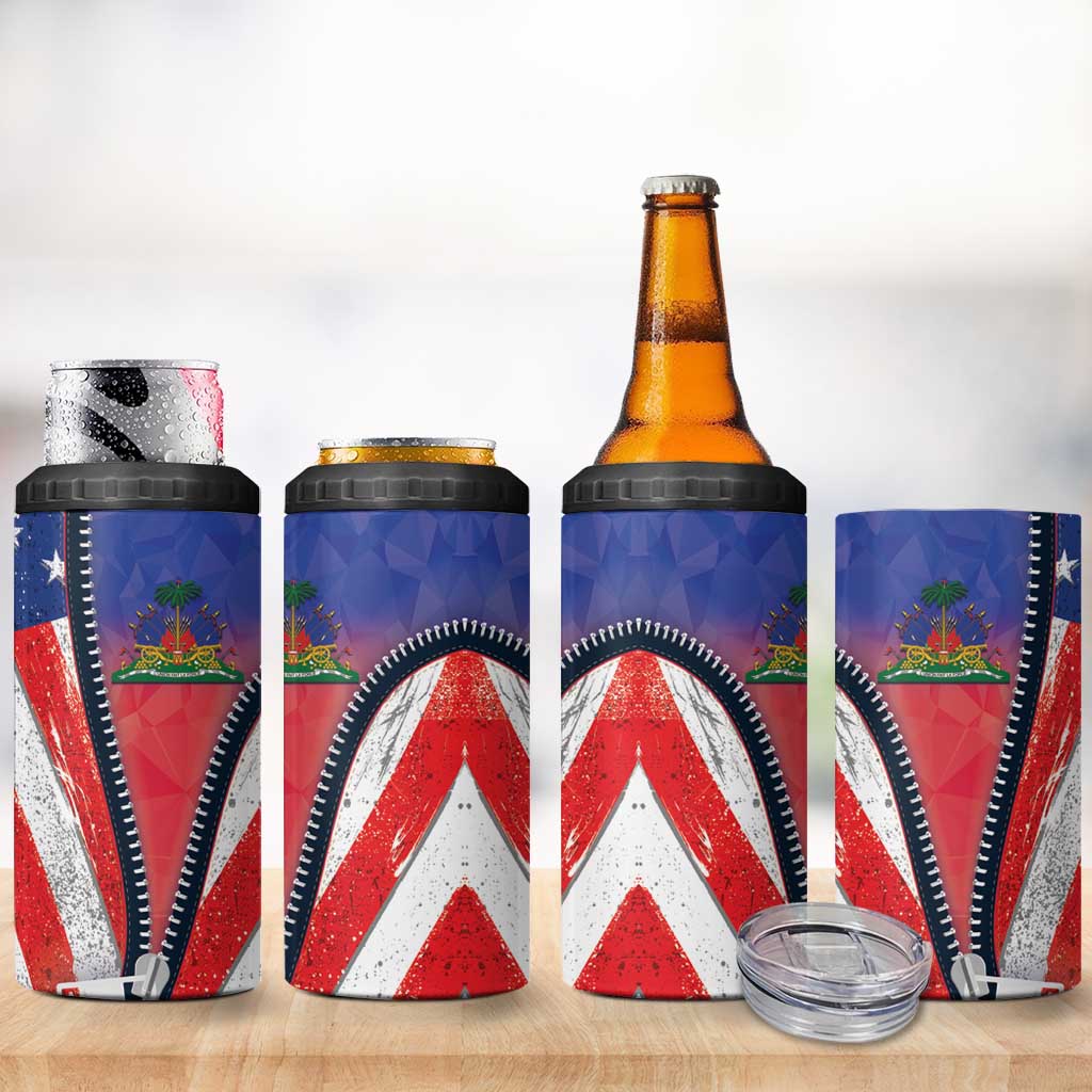 Haitian Americans Zipper Stylized 4 in 1 Can Cooler Tumbler Haiti Heritage Month 2025 LT01