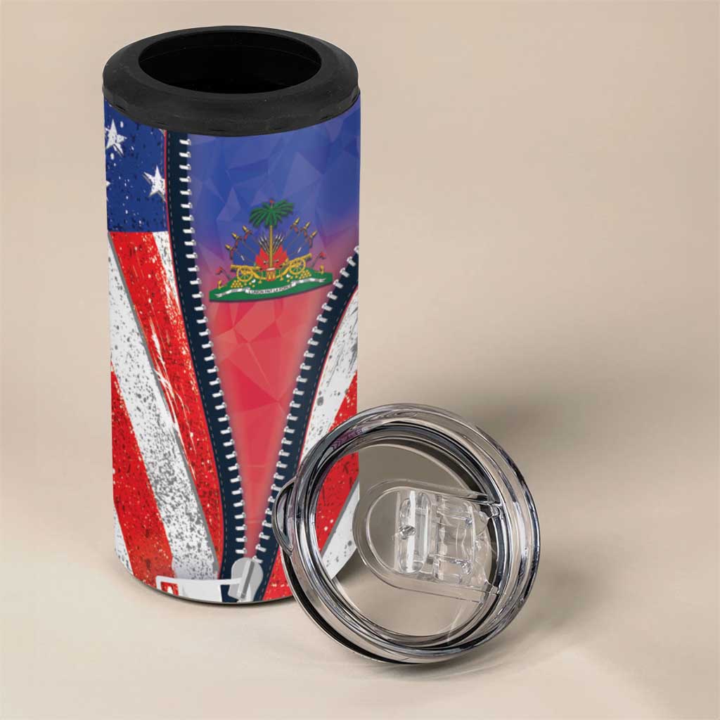 Haitian Americans Zipper Stylized 4 in 1 Can Cooler Tumbler Haiti Heritage Month 2025 LT01