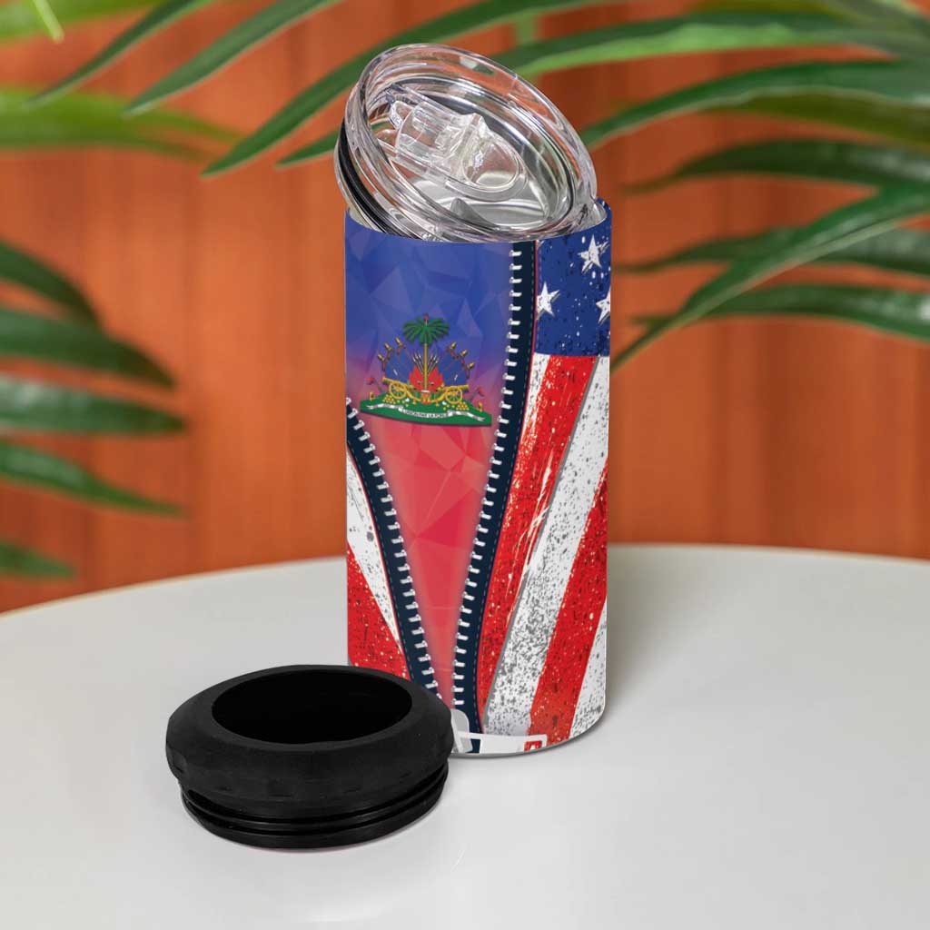 Haitian Americans Zipper Stylized 4 in 1 Can Cooler Tumbler Haiti Heritage Month 2025 LT01