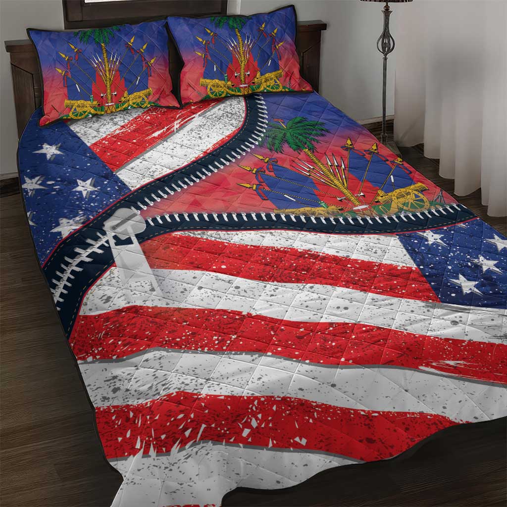 Haitian Americans Zipper Stylized Quilt Bed Set Haiti Heritage Month 2025 LT01