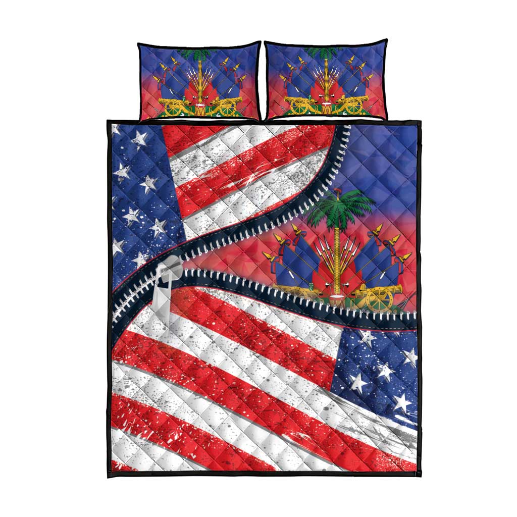 Haitian Americans Zipper Stylized Quilt Bed Set Haiti Heritage Month 2025 LT01