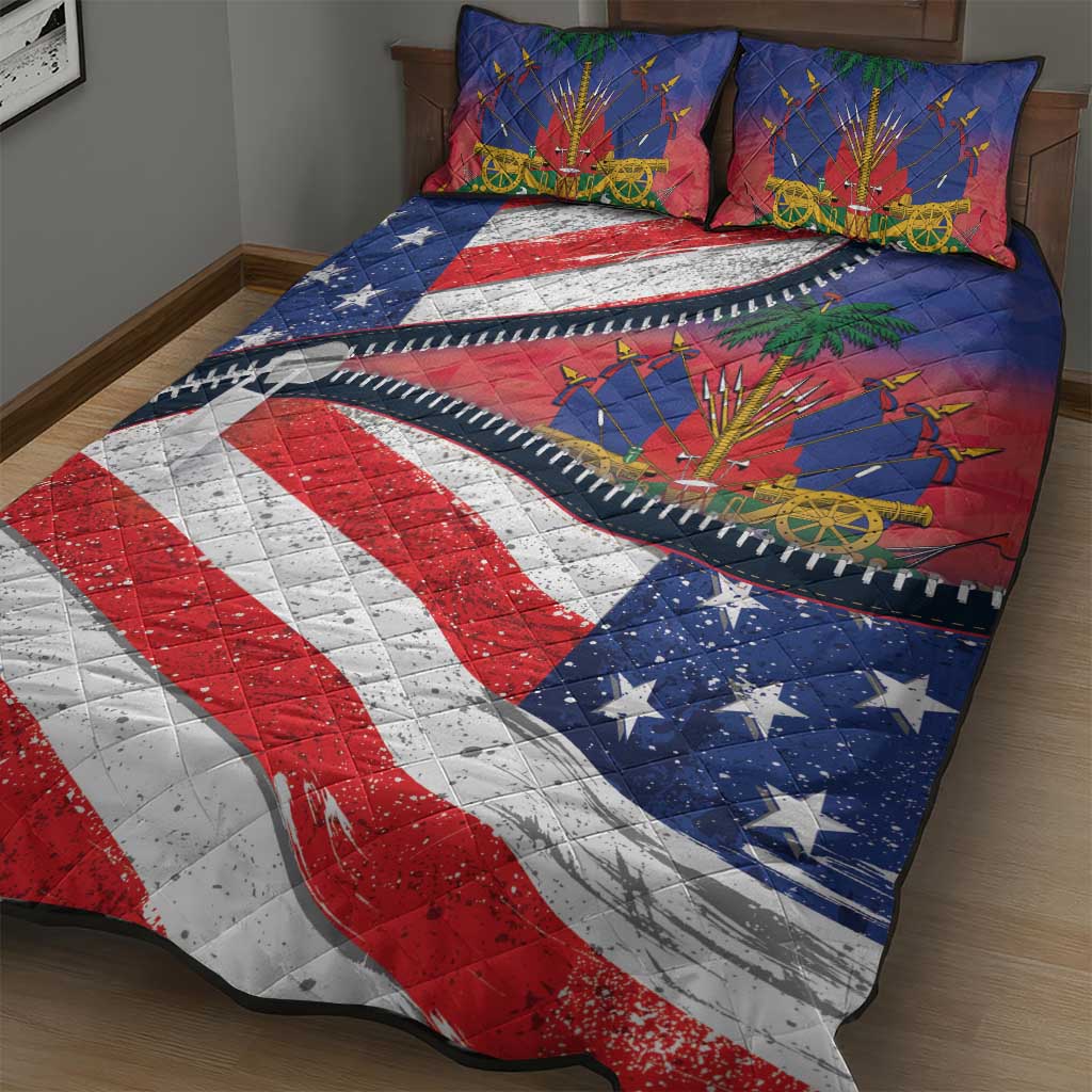 Haitian Americans Zipper Stylized Quilt Bed Set Haiti Heritage Month 2025 LT01