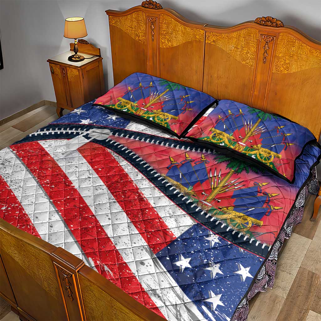 Haitian Americans Zipper Stylized Quilt Bed Set Haiti Heritage Month 2025 LT01