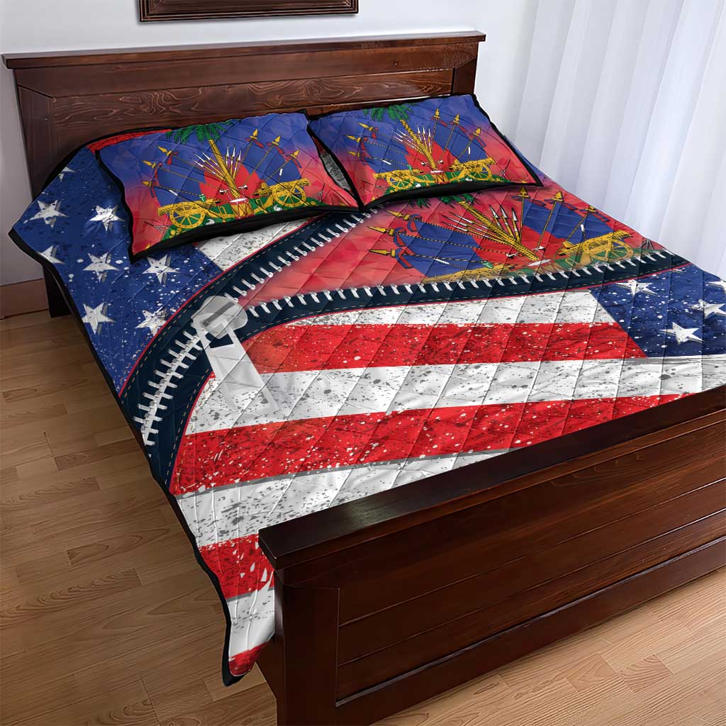 Haitian Americans Zipper Stylized Quilt Bed Set Haiti Heritage Month 2025 LT01
