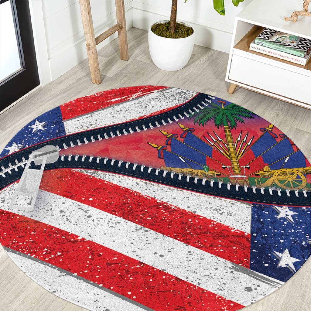Haitian Americans Zipper Stylized Round Carpet Haiti Heritage Month 2025 LT01