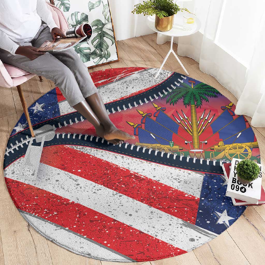 Haitian Americans Zipper Stylized Round Carpet Haiti Heritage Month 2025 LT01