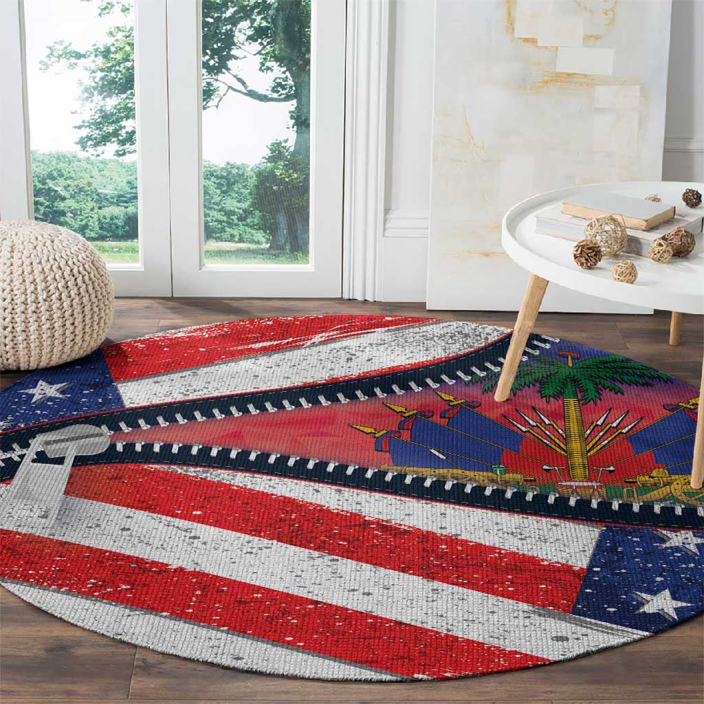 Haitian Americans Zipper Stylized Round Carpet Haiti Heritage Month 2025 LT01