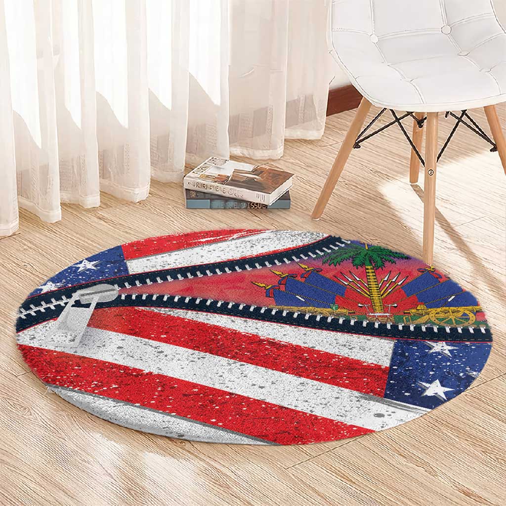 Haitian Americans Zipper Stylized Round Carpet Haiti Heritage Month 2025 LT01