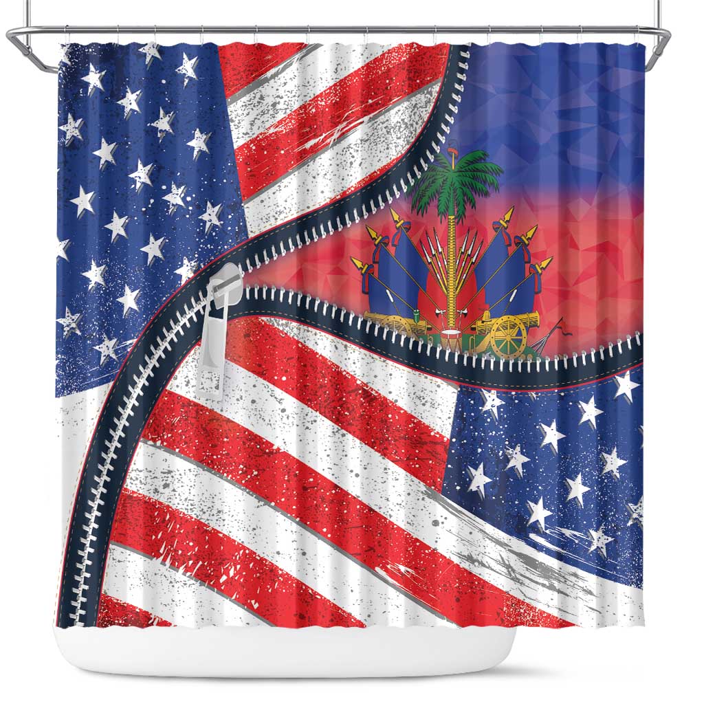Haitian Americans Zipper Stylized Shower Curtain Haiti Heritage Month 2025 LT01