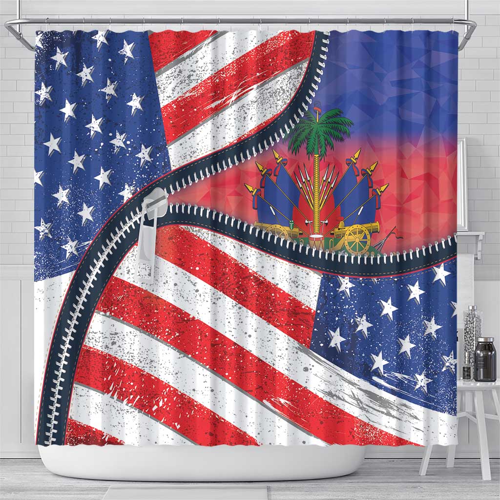 Haitian Americans Zipper Stylized Shower Curtain Haiti Heritage Month 2025 LT01