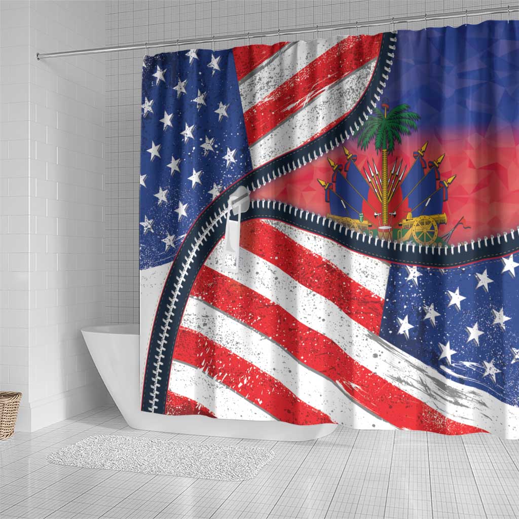 Haitian Americans Zipper Stylized Shower Curtain Haiti Heritage Month 2025 LT01