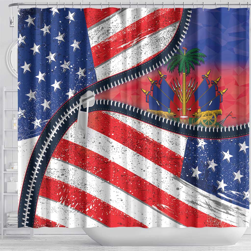 Haitian Americans Zipper Stylized Shower Curtain Haiti Heritage Month 2025 LT01