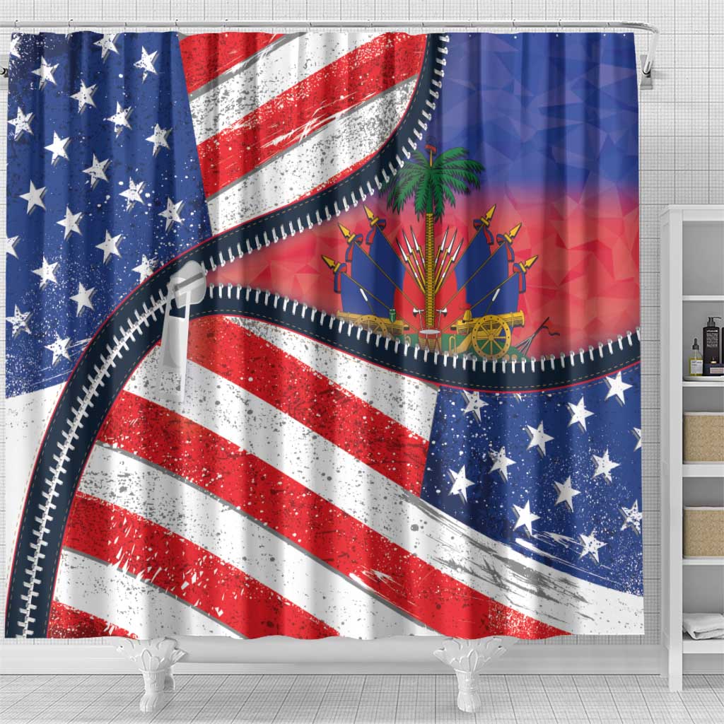Haitian Americans Zipper Stylized Shower Curtain Haiti Heritage Month 2025 LT01