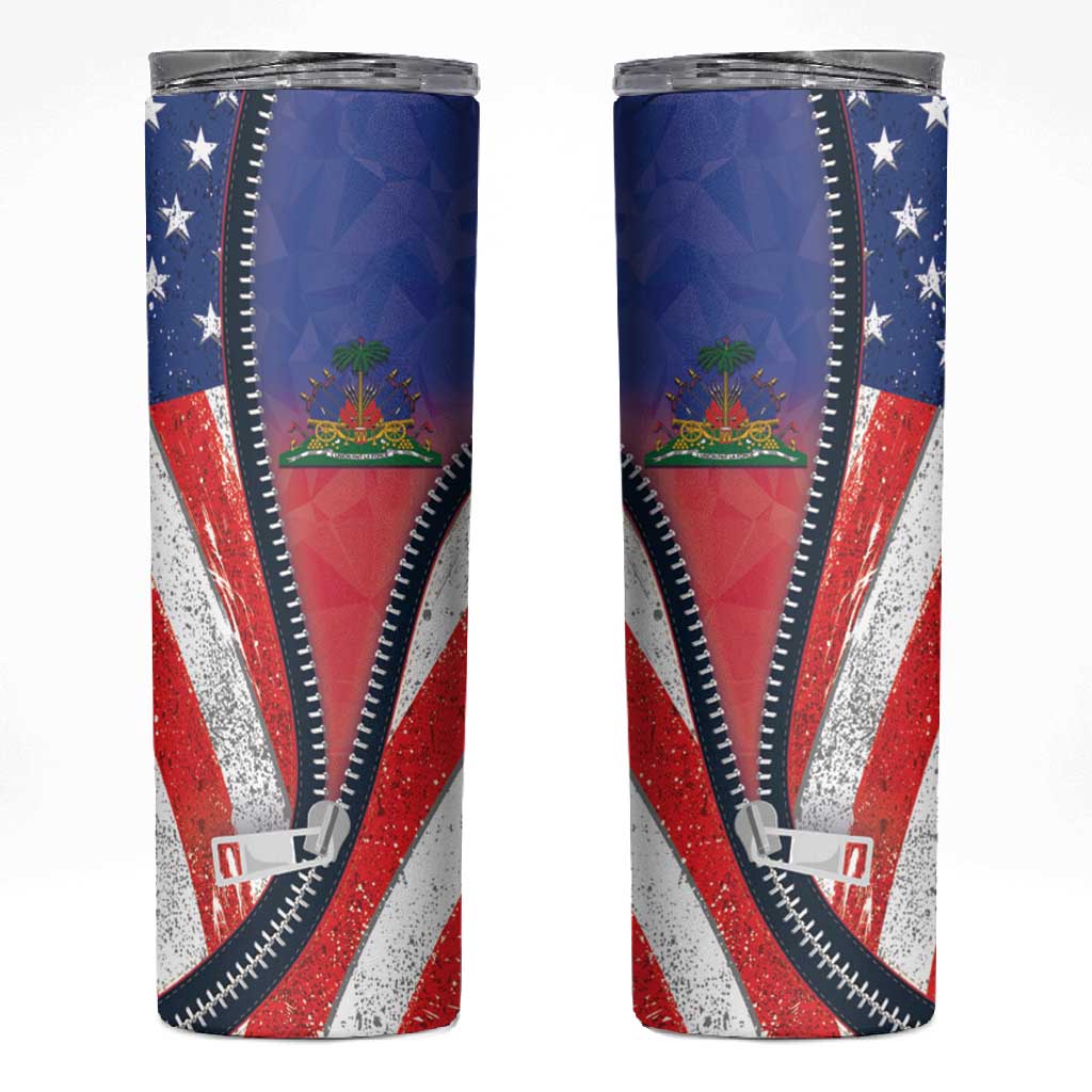 Haitian Americans Zipper Stylized Skinny Tumbler Haiti Heritage Month 2025 LT01
