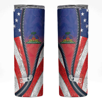 Haitian Americans Zipper Stylized Skinny Tumbler Haiti Heritage Month 2025 LT01