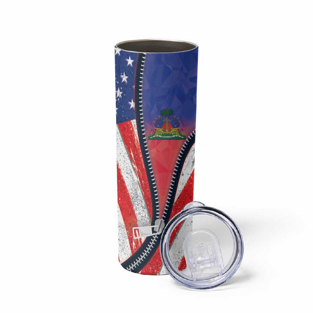 Haitian Americans Zipper Stylized Skinny Tumbler Haiti Heritage Month 2025 LT01