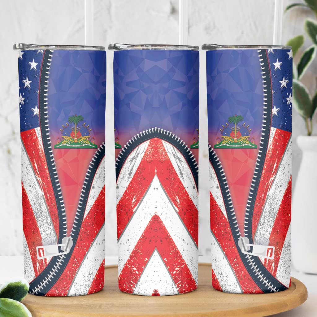 Haitian Americans Zipper Stylized Skinny Tumbler Haiti Heritage Month 2025 LT01