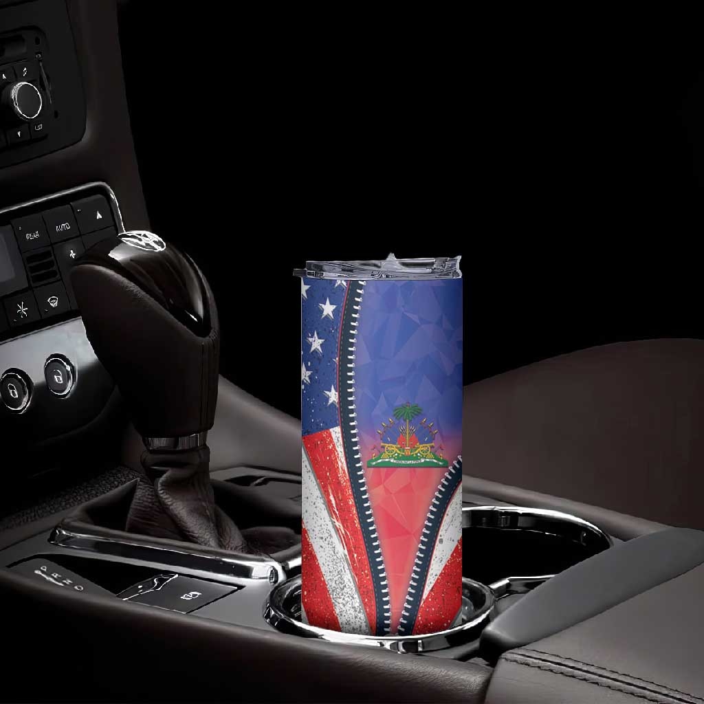 Haitian Americans Zipper Stylized Skinny Tumbler Haiti Heritage Month 2025 LT01