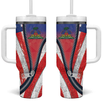 Haitian Americans Zipper Stylized Tumbler With Handle Haiti Heritage Month 2025 LT01