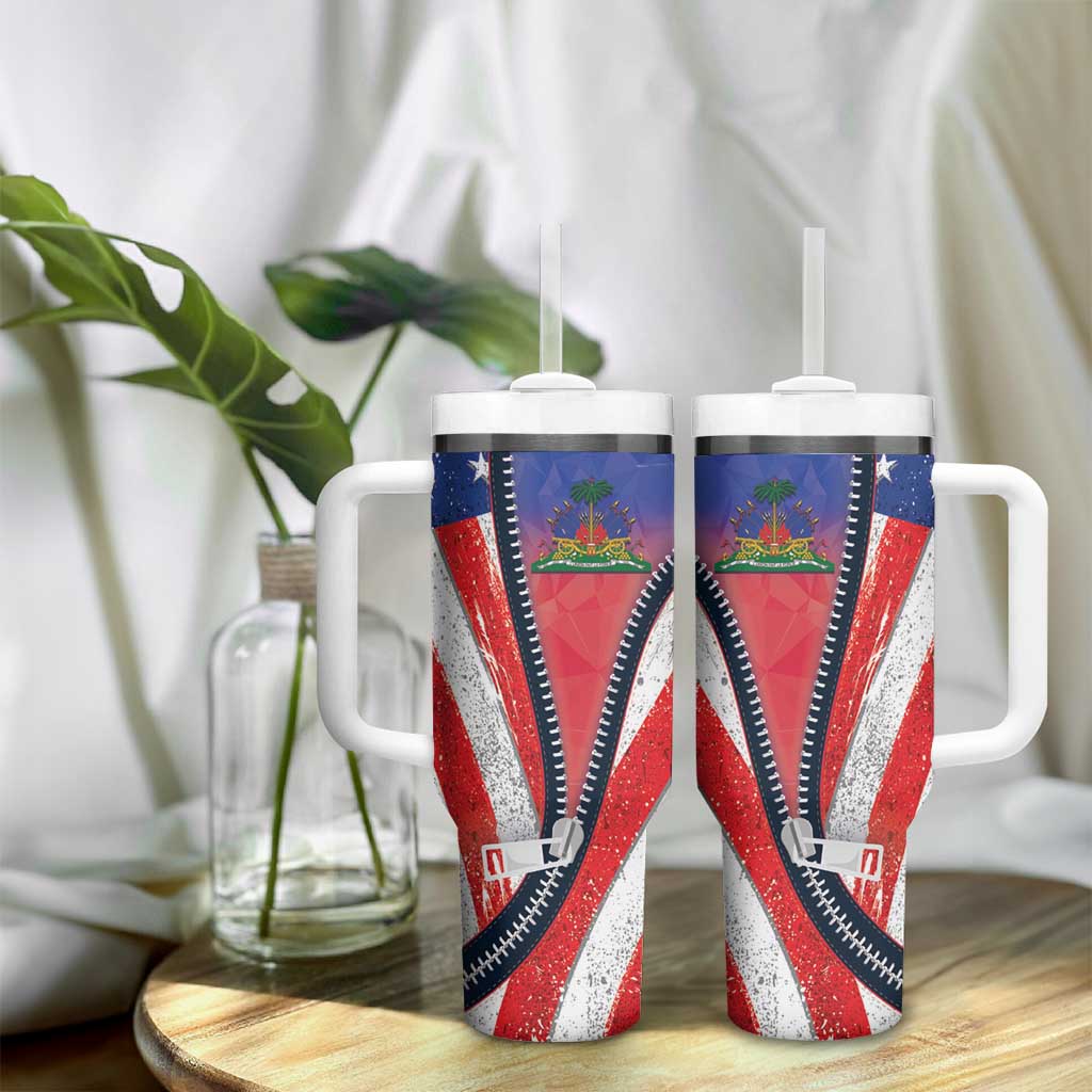 Haitian Americans Zipper Stylized Tumbler With Handle Haiti Heritage Month 2025 LT01