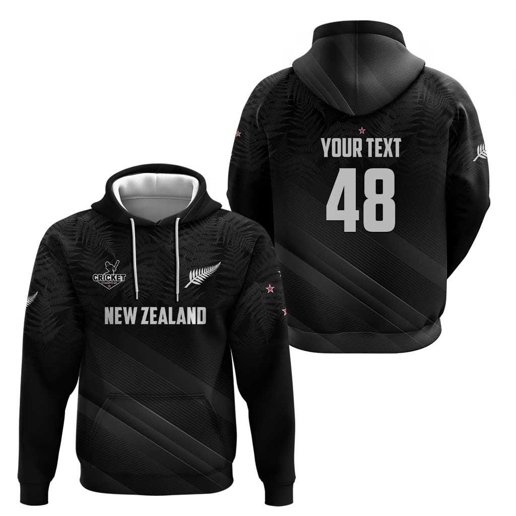 Custom New Zealand Cricket Hoodie Aotearoa Black Cap Come On LT01