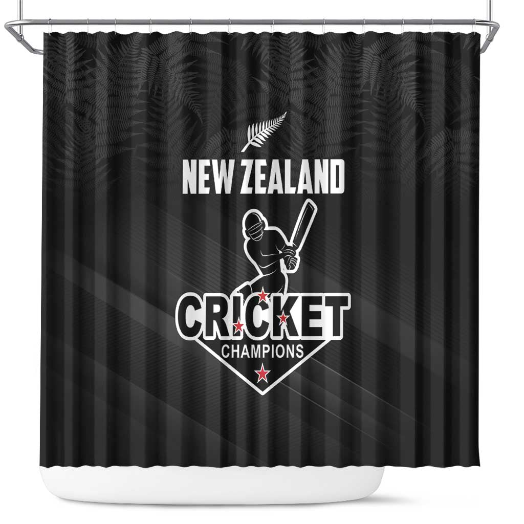 New Zealand Cricket Shower Curtain Aotearoa Black Cap Come On LT01