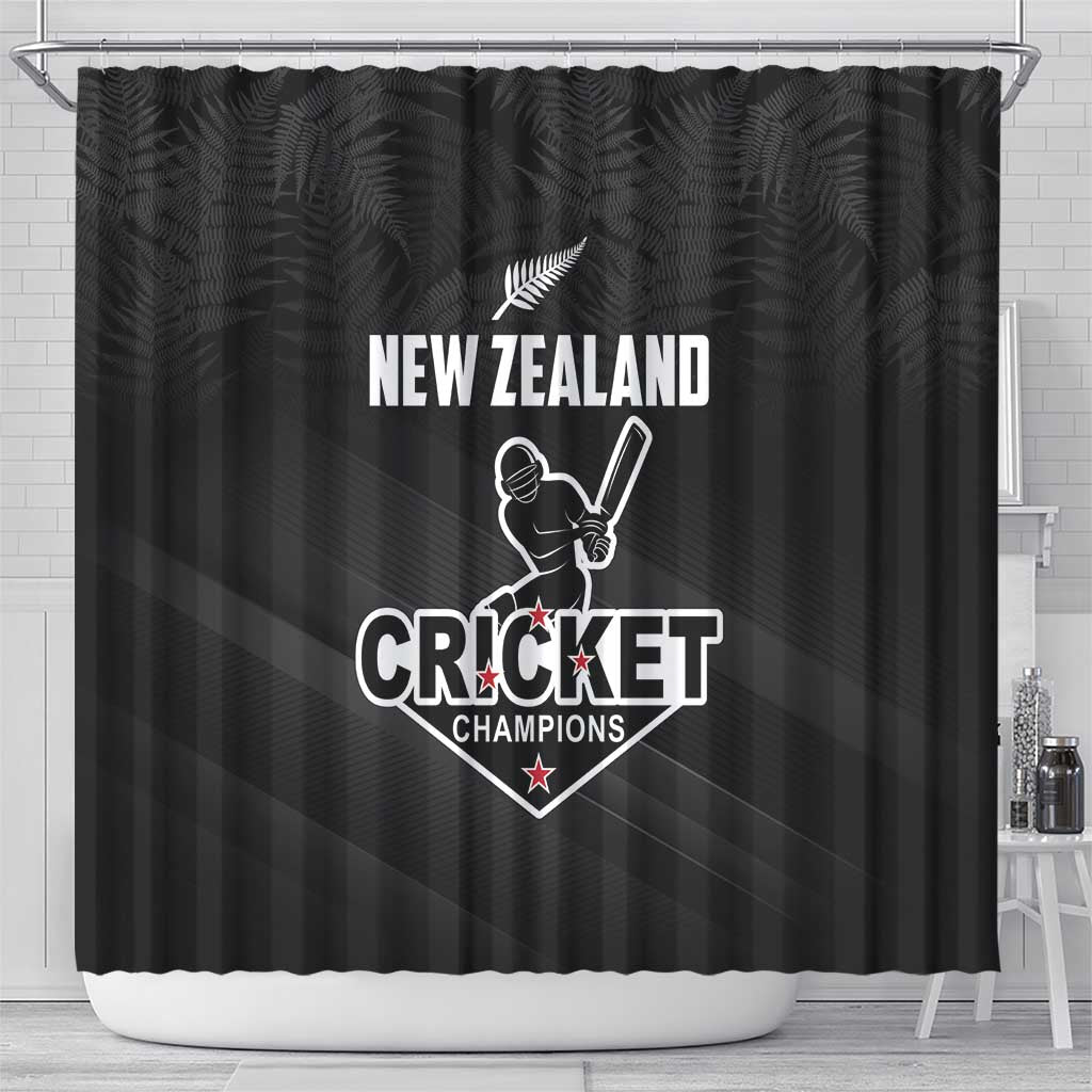 New Zealand Cricket Shower Curtain Aotearoa Black Cap Come On LT01