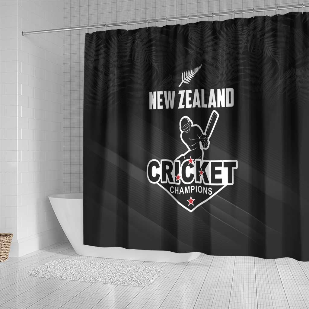 New Zealand Cricket Shower Curtain Aotearoa Black Cap Come On LT01