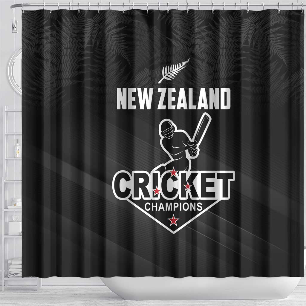 New Zealand Cricket Shower Curtain Aotearoa Black Cap Come On LT01