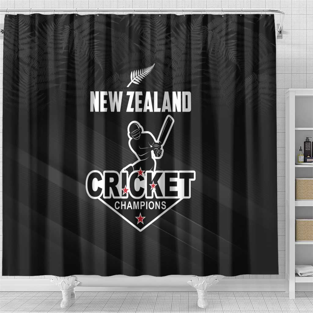 New Zealand Cricket Shower Curtain Aotearoa Black Cap Come On LT01