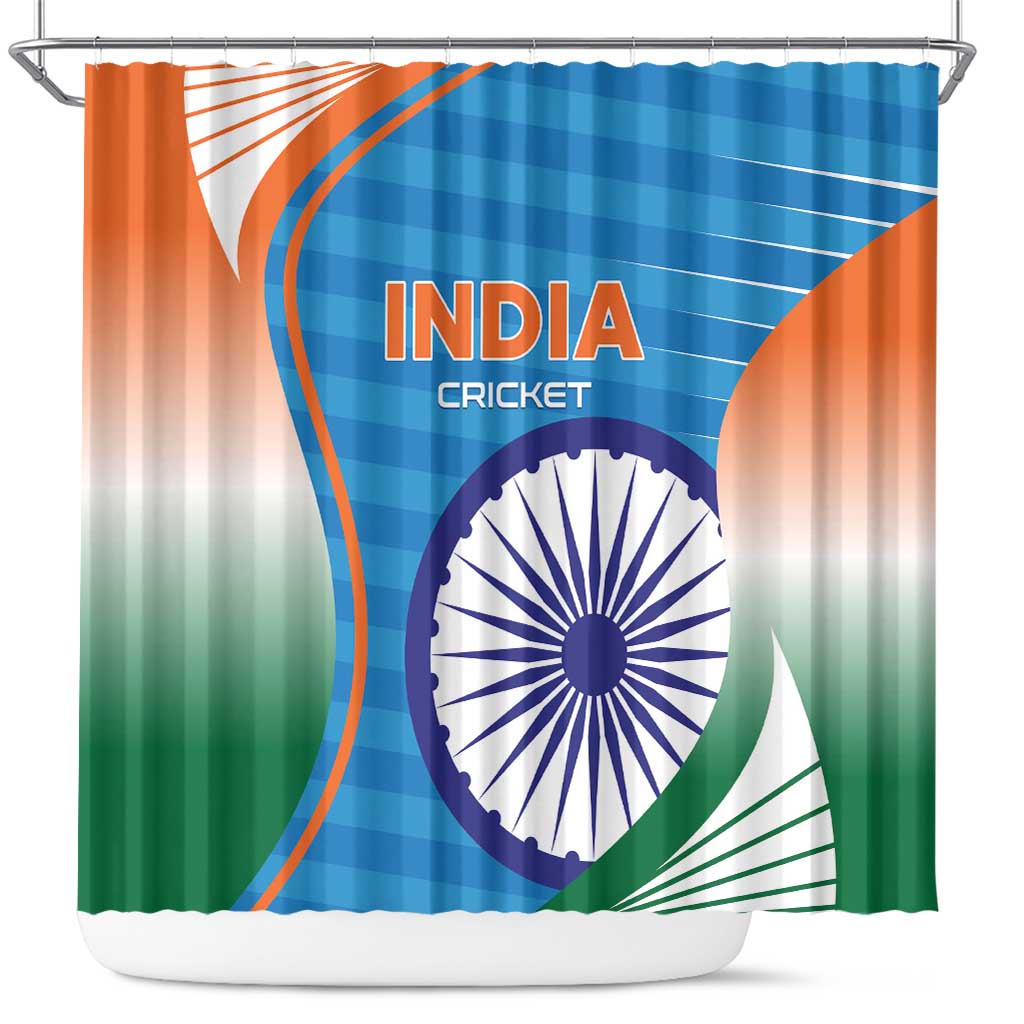 India Cricket Shower Curtain Men in Blue Champions 2025 LT01