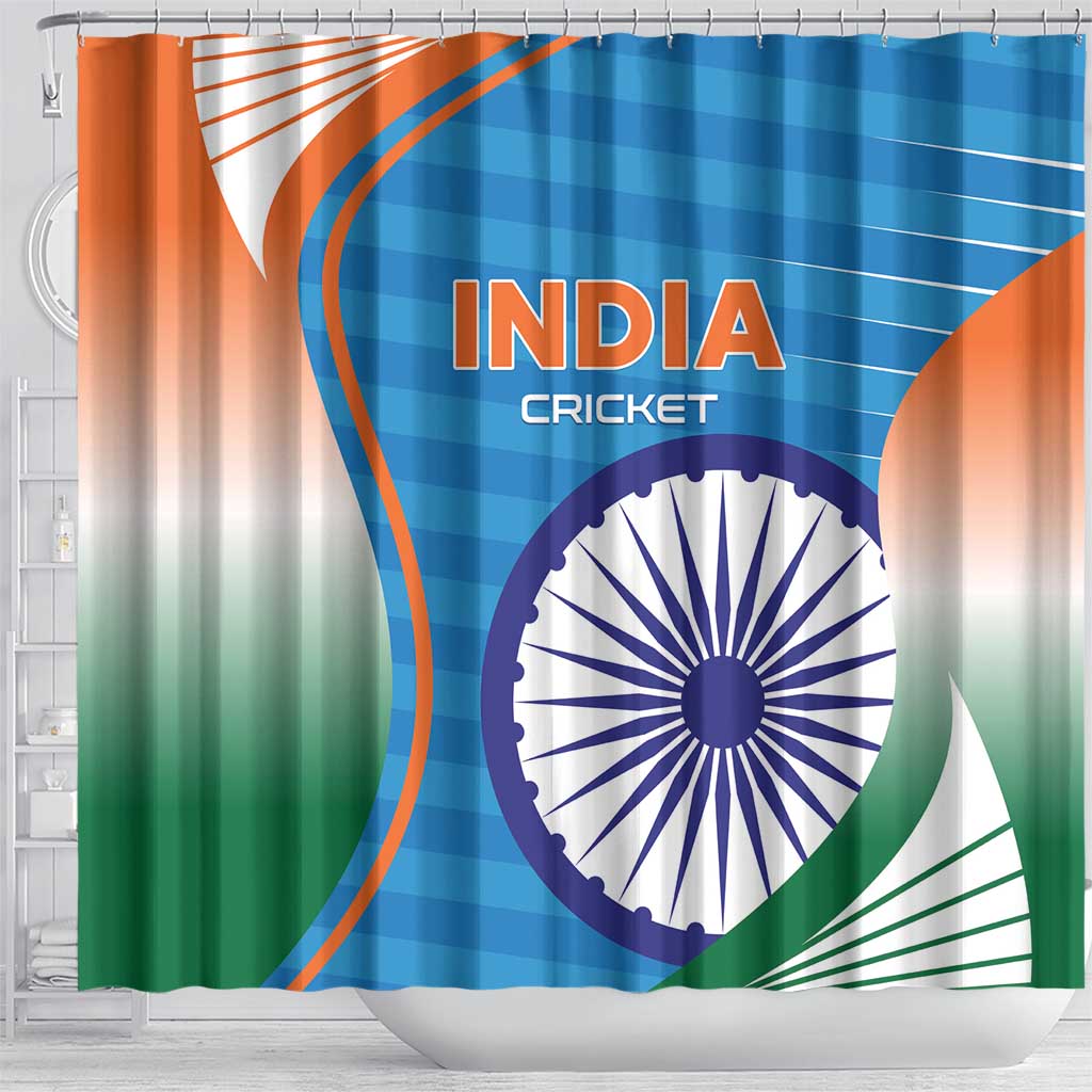 India Cricket Shower Curtain Men in Blue Champions 2025 LT01