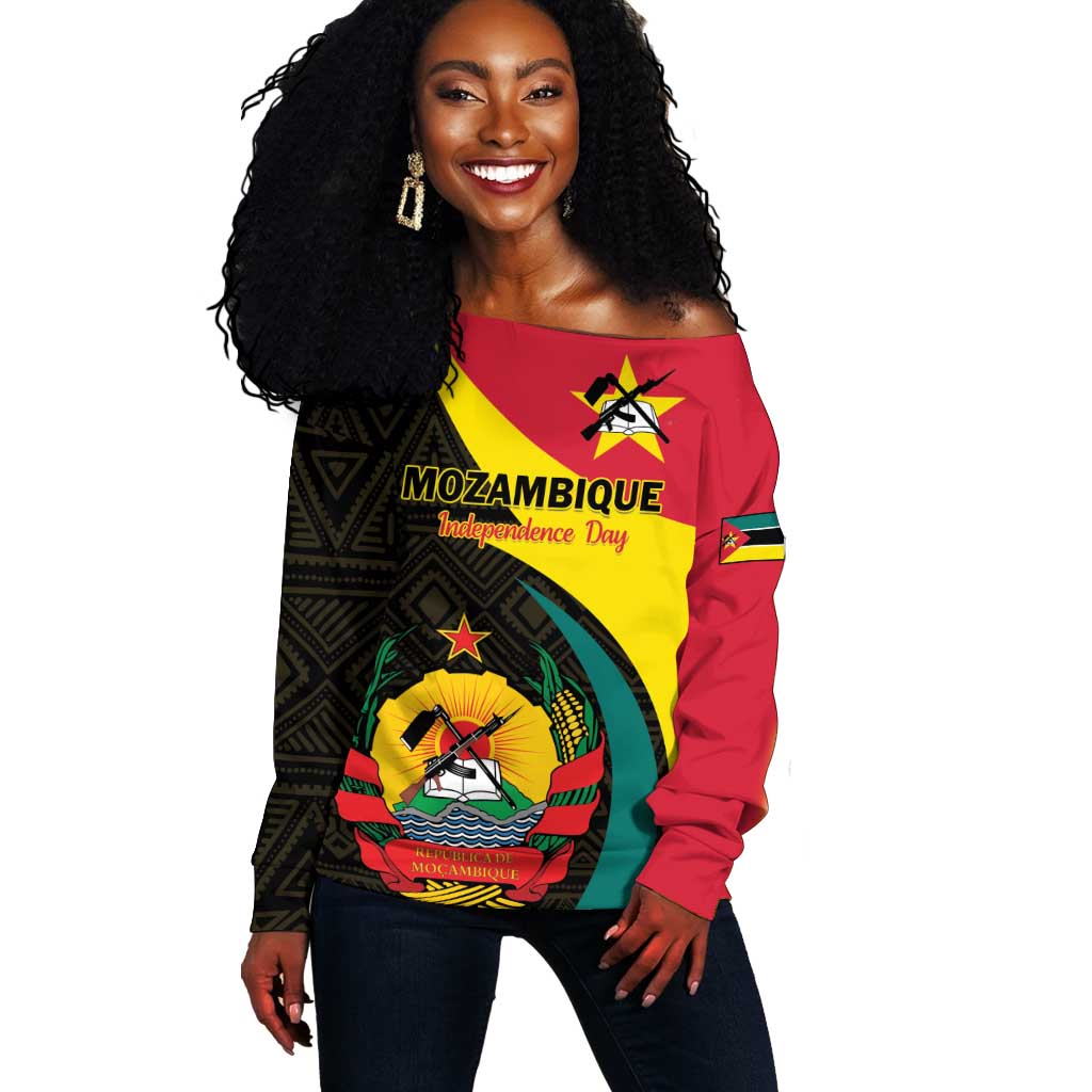 Mozambique Independence Day Off Shoulder Sweater Muzambhiki 1975 Anniversary LT01
