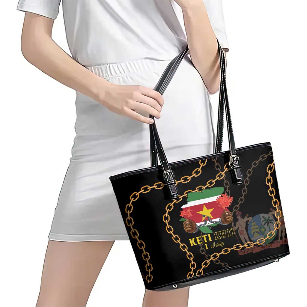 Suriname Keti Koti Leather Tote Bag Kettingsnijden Prisiri Manspasi LT01