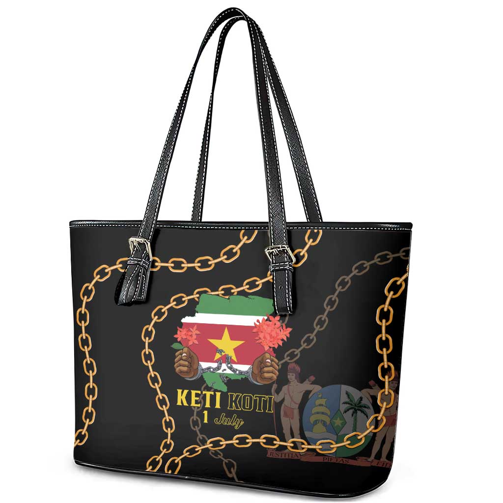 Suriname Keti Koti Leather Tote Bag Kettingsnijden Prisiri Manspasi LT01