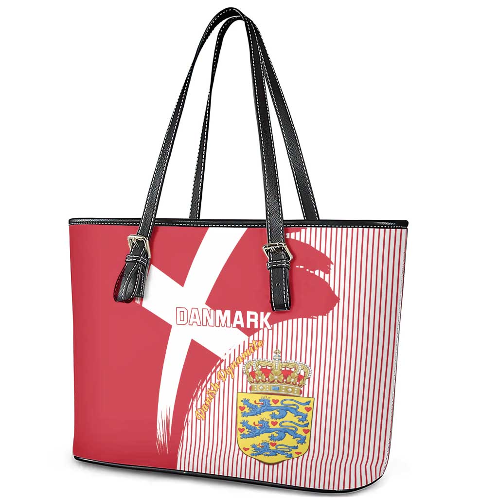 Danmark 2024 Football Leather Tote Bag We are Red We are White We are Danish Dynamite LT01