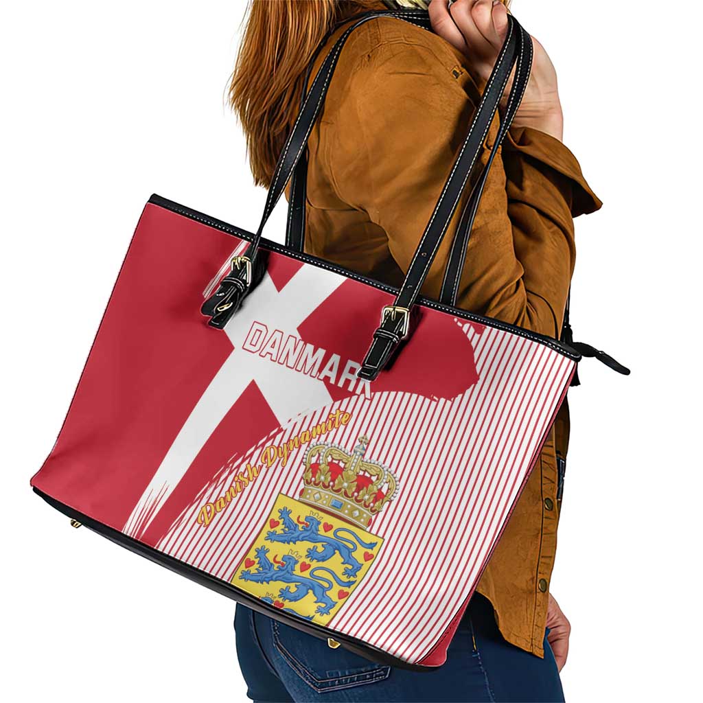 Danmark 2024 Football Leather Tote Bag We are Red We are White We are Danish Dynamite LT01