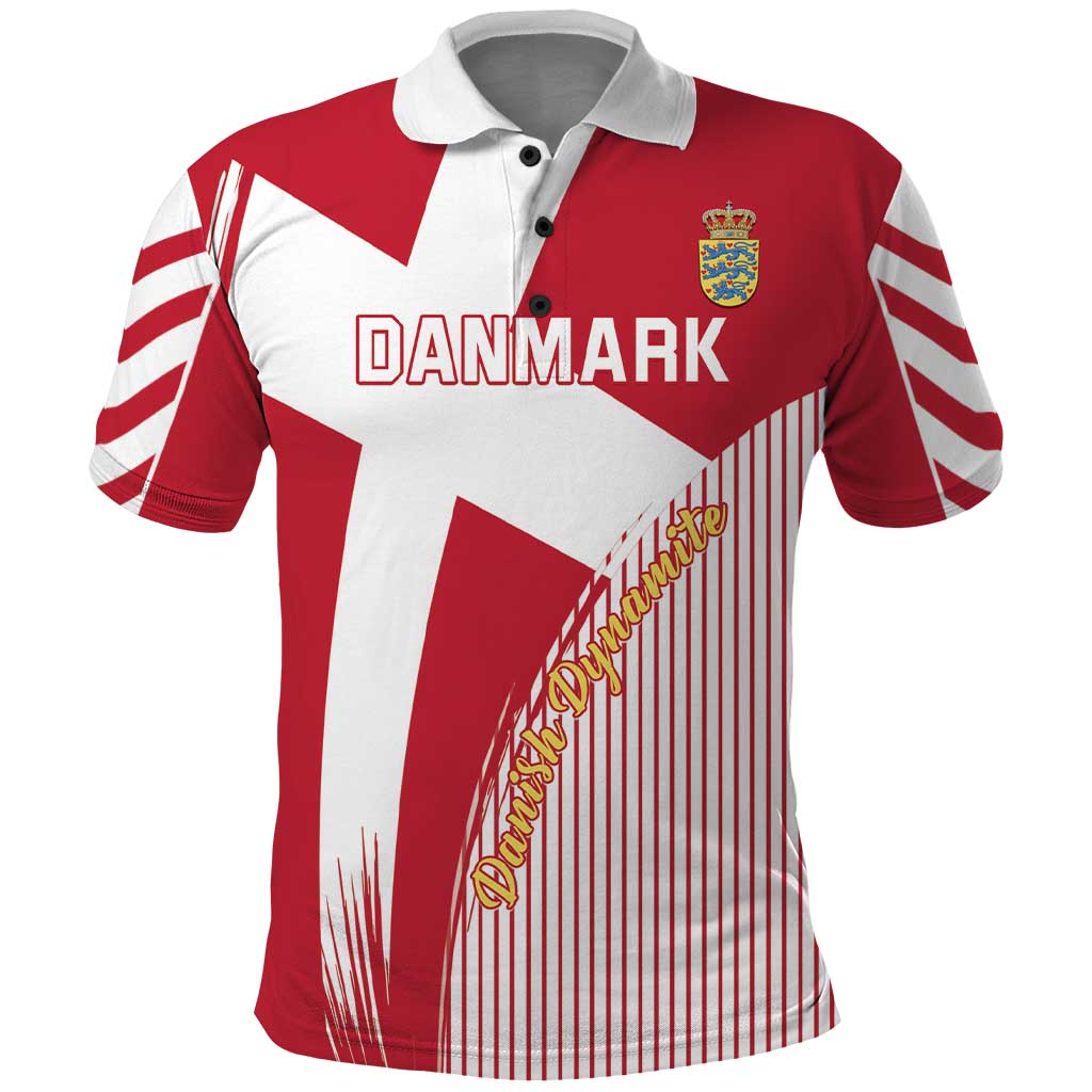 Custom Danmark 2024 Football Polo Shirt We are Red We are White We are Danish Dynamite LT01