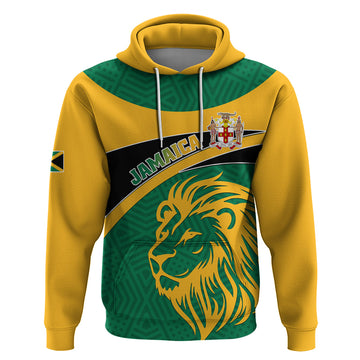 Personalised Jamaica Hoodie Jumieka Lion Mix African Pattern LT01