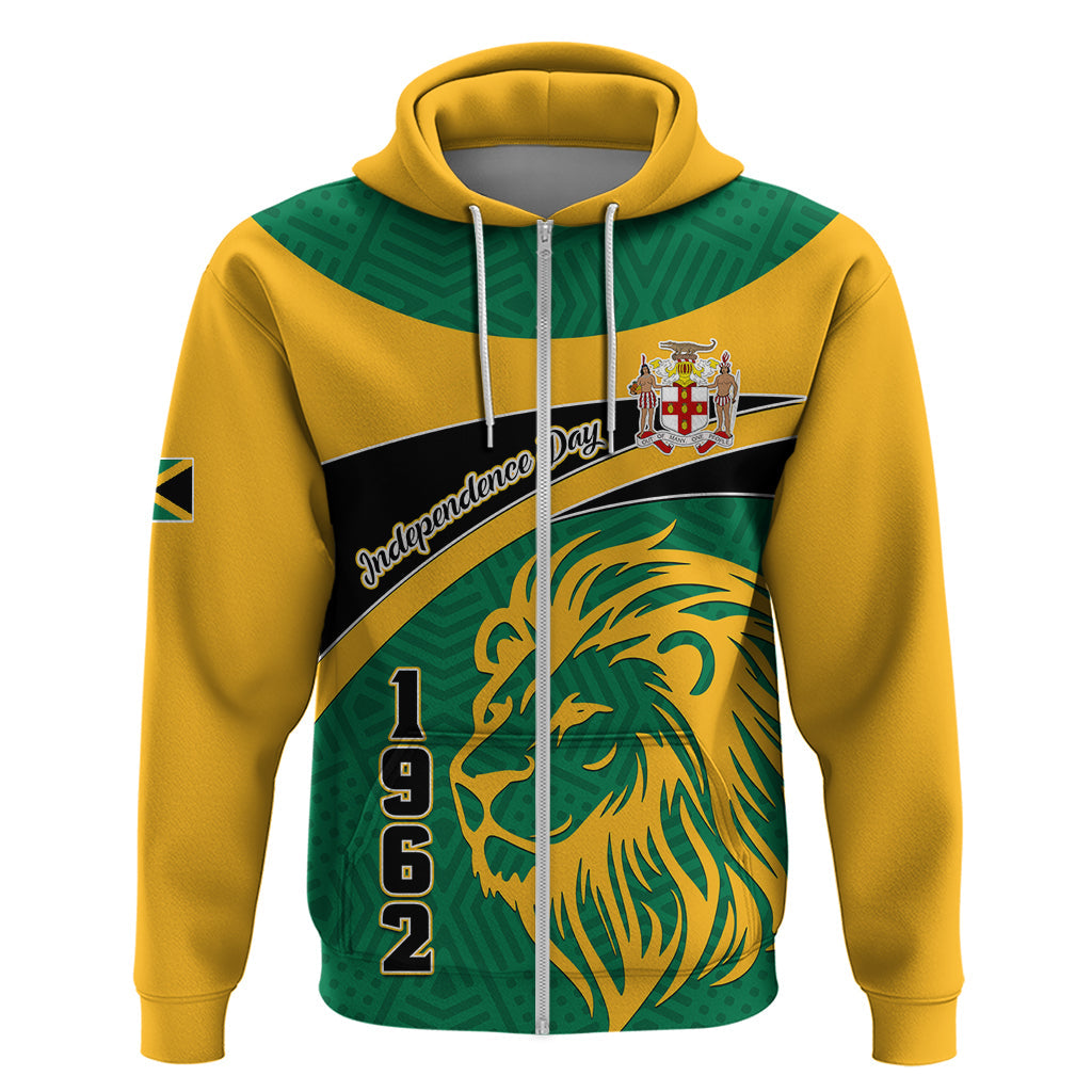Personalised Jamaica Independence Day Hoodie Jumieka Lion Mix African Pattern LT01