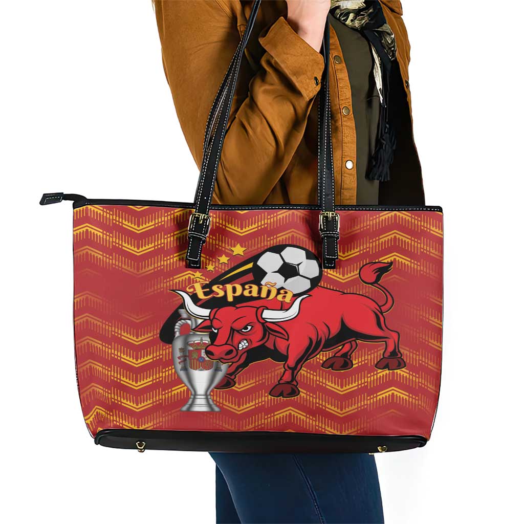 Spain 2024 Football Champions Leather Tote Bag Espana La Roja LT01