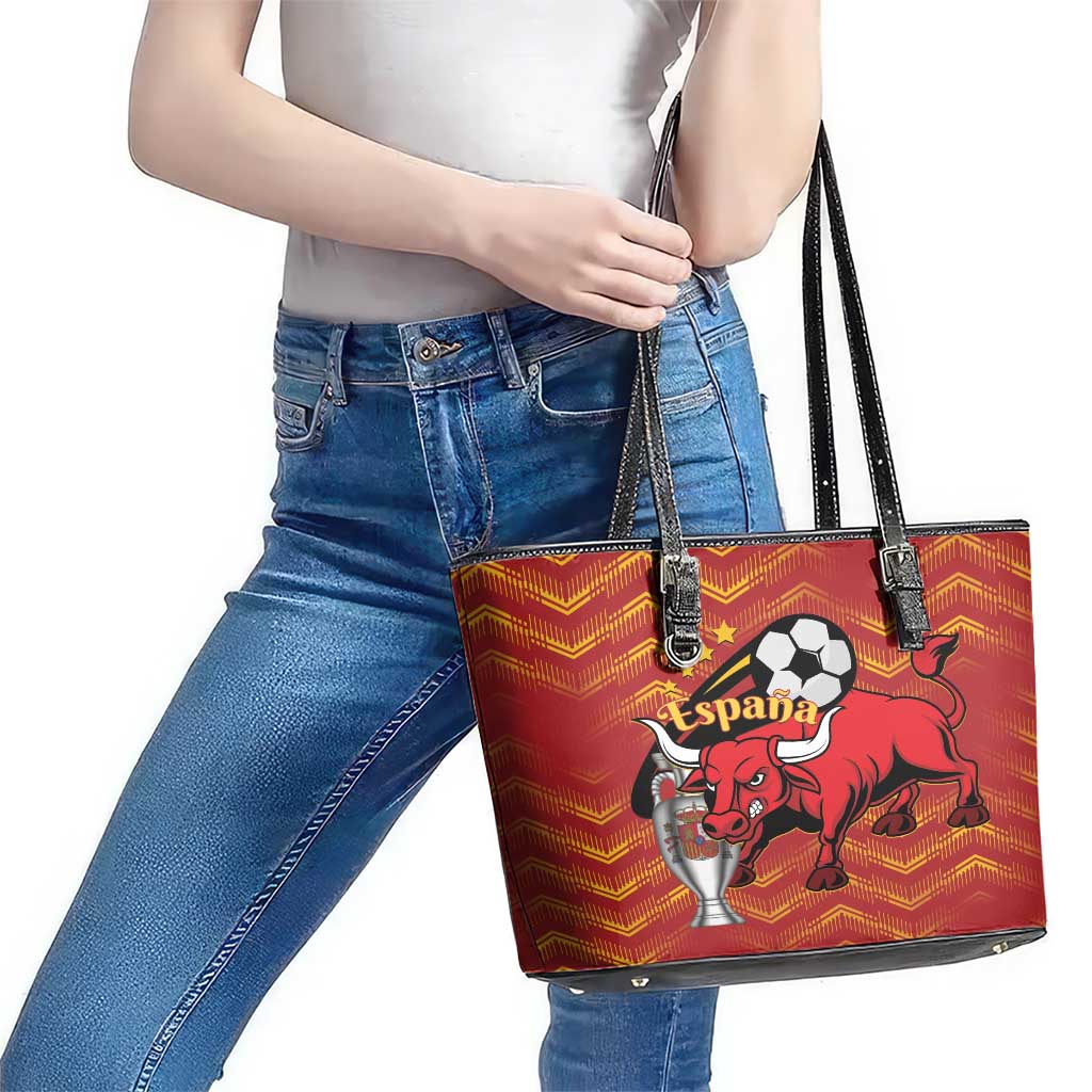 Spain 2024 Football Champions Leather Tote Bag Espana La Roja LT01