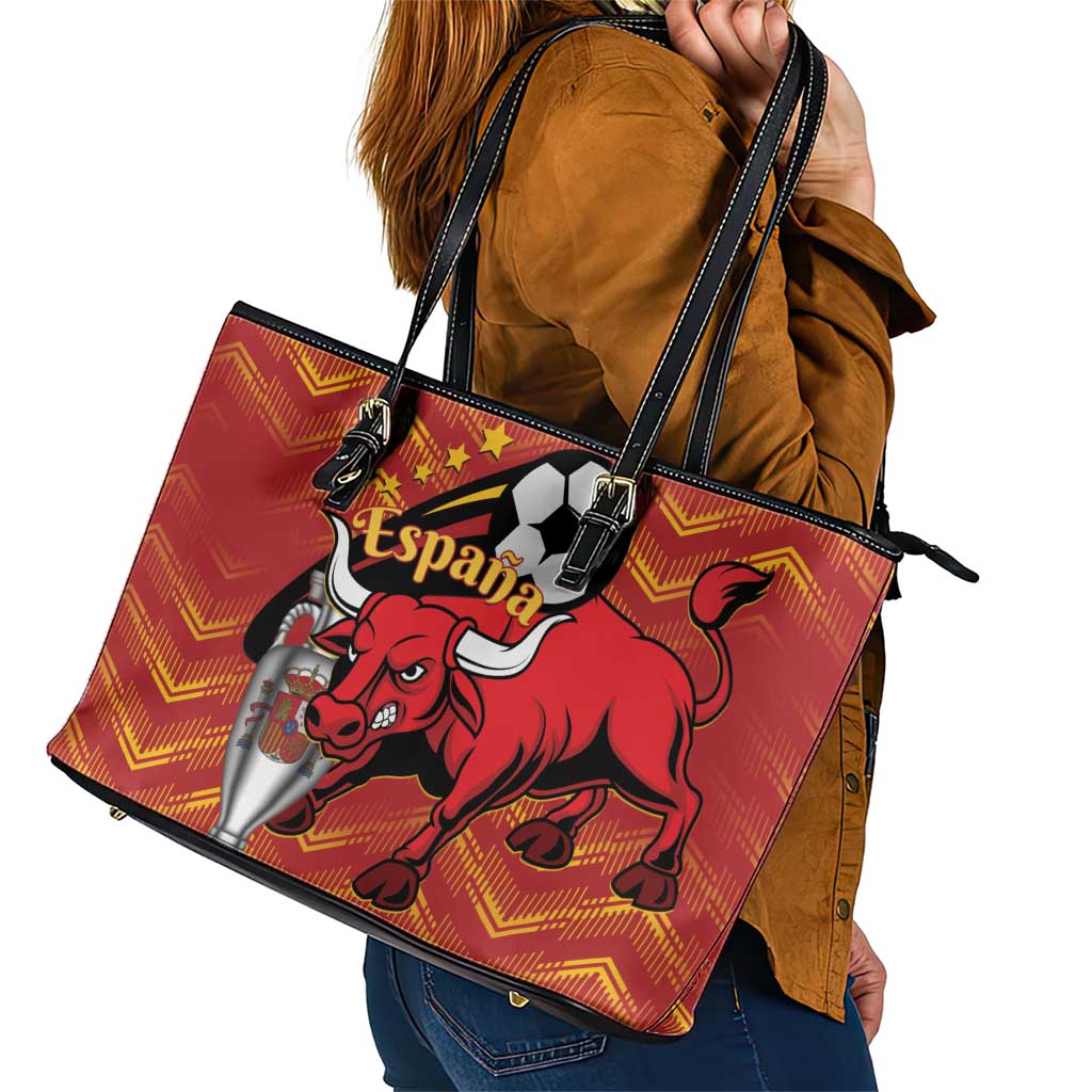 Spain 2024 Football Champions Leather Tote Bag Espana La Roja LT01