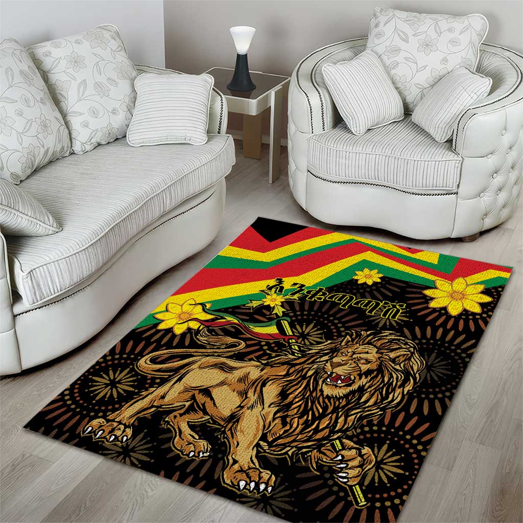 Enkutatash Ethiopia New Year Area Rug Lion of Judah Adey Abeba Flower LT01