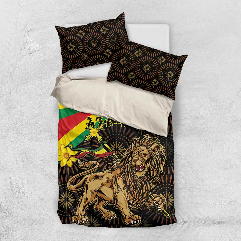 Enkutatash Ethiopia New Year Bedding Set Lion of Judah Adey Abeba Flower LT01
