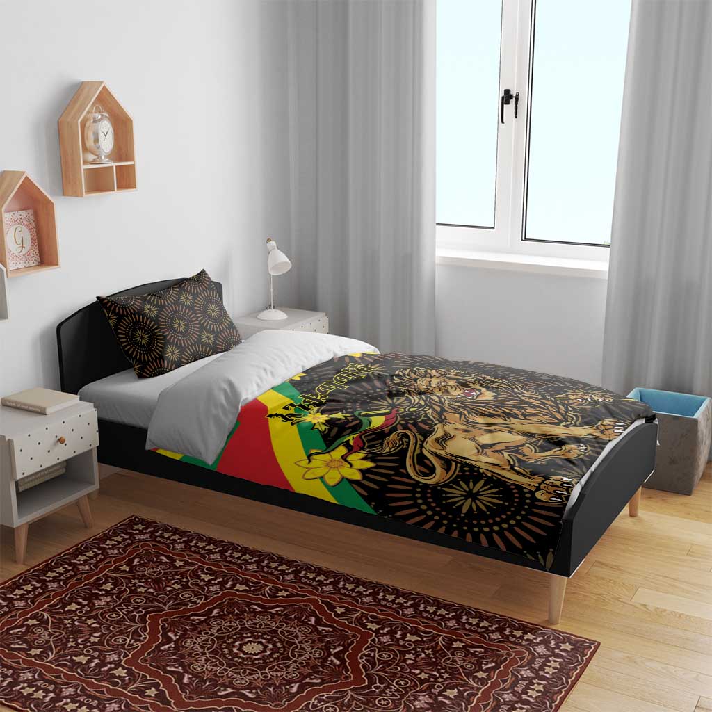 Enkutatash Ethiopia New Year Bedding Set Lion of Judah Adey Abeba Flower LT01