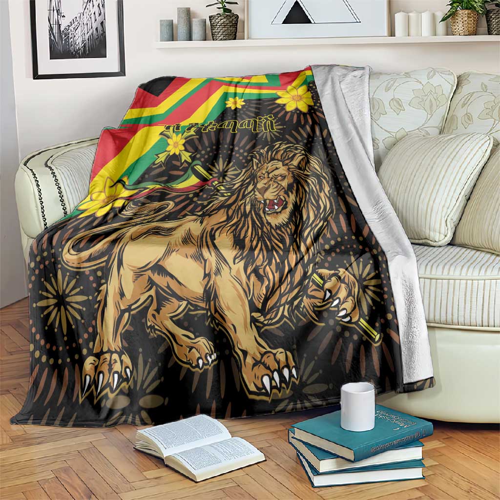 Enkutatash Ethiopia New Year Blanket Lion of Judah Adey Abeba Flower LT01
