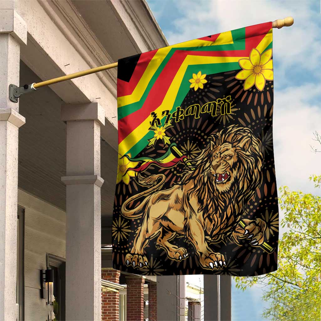 Enkutatash Ethiopia New Year Garden Flag Lion of Judah Adey Abeba Flower LT01
